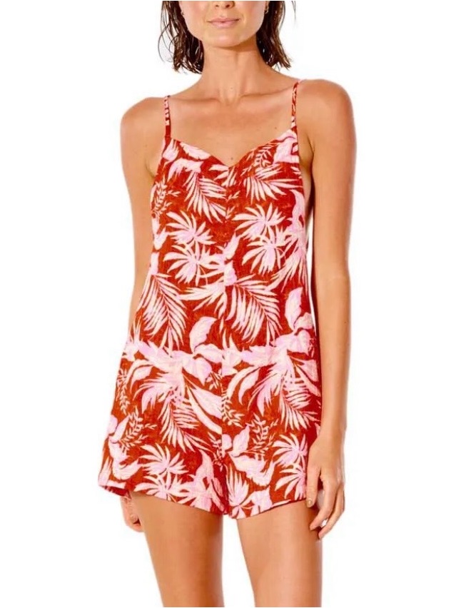 Rip Curl Red & Pink Tropical Print Romper